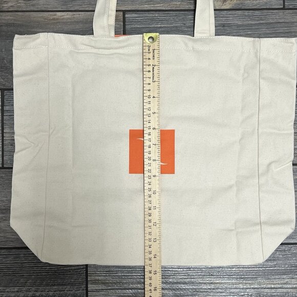 NEW NESPRESSO Tote Bag Mandarin Orange & Cream Striped with Logo 100% Cotton. - Picture 6 of 11